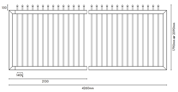 Steel Security Sliding Gate Kit - 4260mm Wide - 1790 or 2090mm High Tech Info
