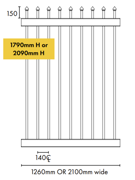 Sliding Gate Extension Piece -  2100mm Wide - Adds 2100mm to gate width Tech Info