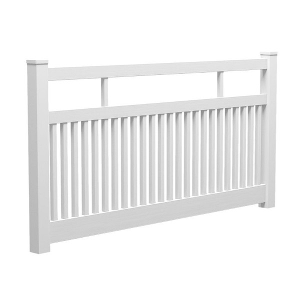 White PVC Semi-Privacy Picket Fence Panel - 2388mm W x 1200mm H