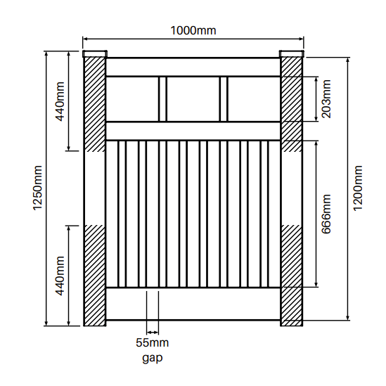 Semi Privacy Gate - 1000mm W x 1200mm H - Info