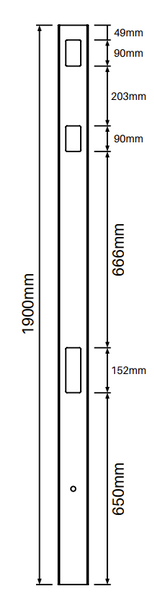 1 Way Post for Semi Privacy Fence - 1900mm long - 102x102mm wide - 3.8mm Wall Thickness - Info