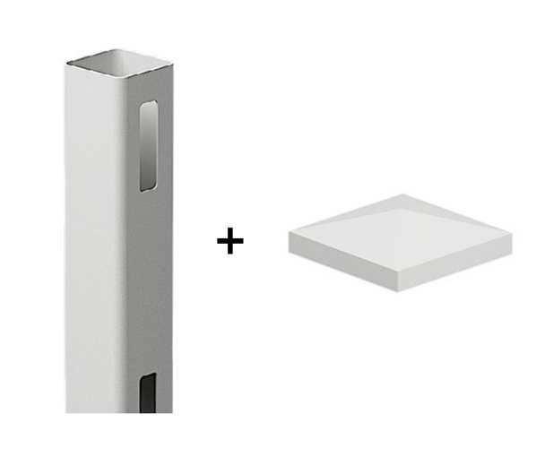 2 Way Post for Hamptons 3 Rail PVC Rural Fencing - 2050mm long - 127x127mm wide - 3.8mm Wall Thickness - Comes With Tapered Cap