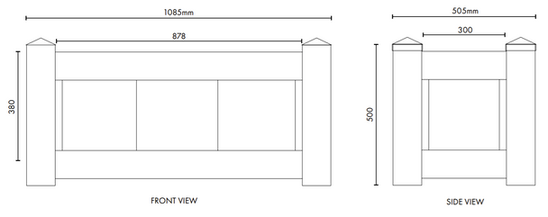 Details of Large White Hamptons PVC Planter Box - 1085mm long x 505mm wide - 500mm high - Info