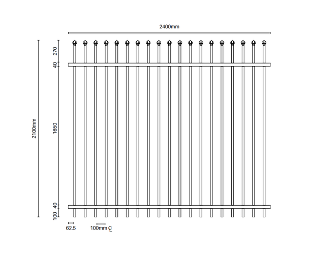 Very Heavy Duty DETE Steel Security Panel - 2.1m high x 2.4m - Powder Coated Black - Info