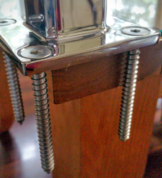 Countersunk Wood Screws for Stainless steel glass spigots.