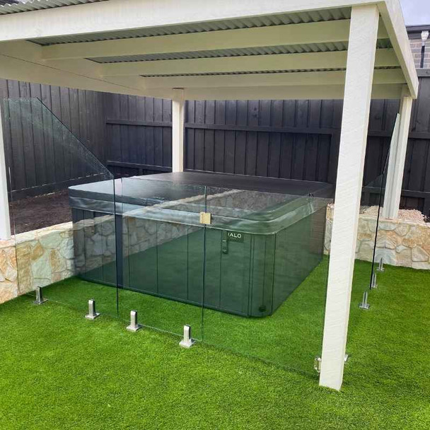 Photo of Glass Raked Retaining Wall Panel for Pool Fencing and spa - Fence Guru | Fencing Suppliers Australia-wide – Since 2014