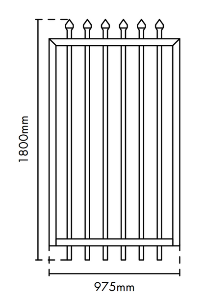 Steel Security Gate 975mm wide x 1.8m high Black