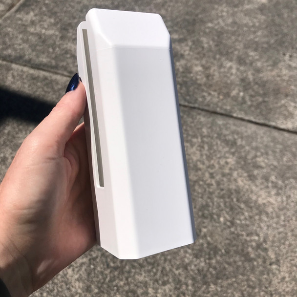 Photo of Matt White Insulating cover for base plated stainless steel Pool Fence Spigot.