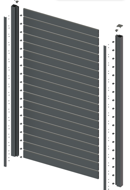 Diagram of Aluminium Slats with Slat Gate Side Frame Kit. - Fence Guru | Fencing Suppliers Australia-wide – Since 2014