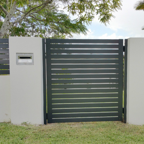 Photo of completed Slat Gate with Slat Gate Side Frame Kit. - Fence Guru | Fencing Suppliers Australia-wide – Since 2014