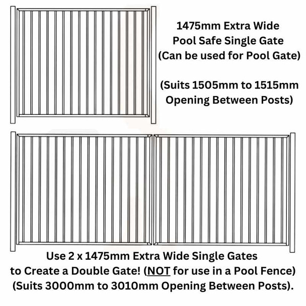 1475mm wide x 1.2m high - Primrose Cream - note: two make a double gate (but NOT allowed in pool fences)