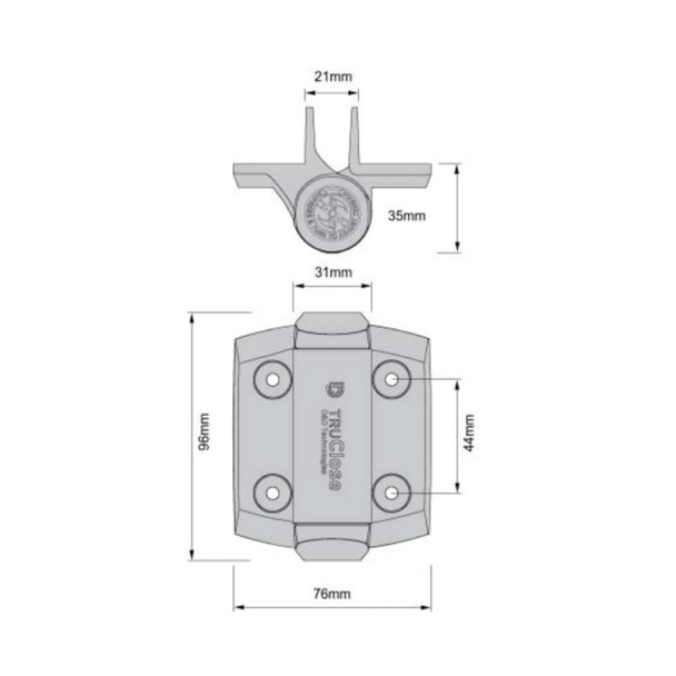 Diagram of Premium Easy-Tension adjustable hinge set with 2 x extra Quick-Align & double-face fixing legs. - Fence Guru | Fencing Suppliers Australia-wide – Since 2014