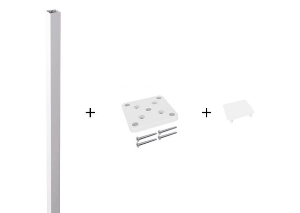 Pearl white base plated pool fence post kit. - Fence Guru | Fencing Suppliers Australia-wide – Since 2014