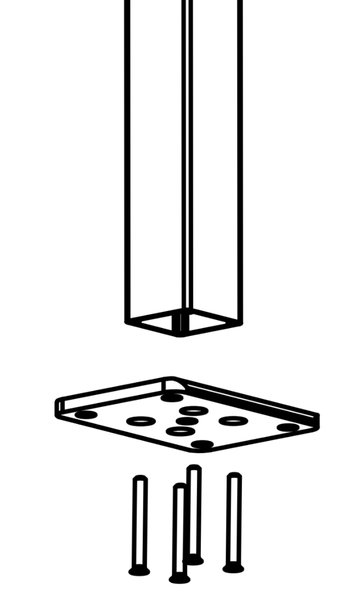 Diagram showing Pearl White pool fence post with optional screw fit base plate. Fence Guru | Fencing Suppliers Australia-wide – Since 2014