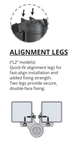 Pool Safe hinge with 2 x extra Quick-Align & double-face fixing legs.