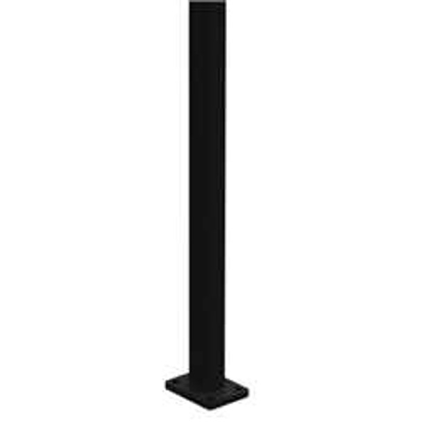 BARR. 50x25mm SLIMLINE FENCE & GATE POST (Matches Battens) for BARRIER Batten Fence System - 1280mm long post WITH WELDED BASE PLATE - SATIN BLACK (Bolt-down Post for 1.2m high Fence)