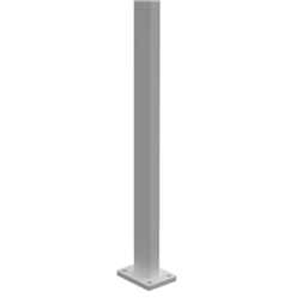 BARR. 50x25mm SLIMLINE FENCE & GATE POST (Matches Battens) for BARRIER Batten Fence System - 1280mm long WITH WELDED BASE PLATE - PEARL WHITE (Bolt-down Post for 1.2m high Fence)