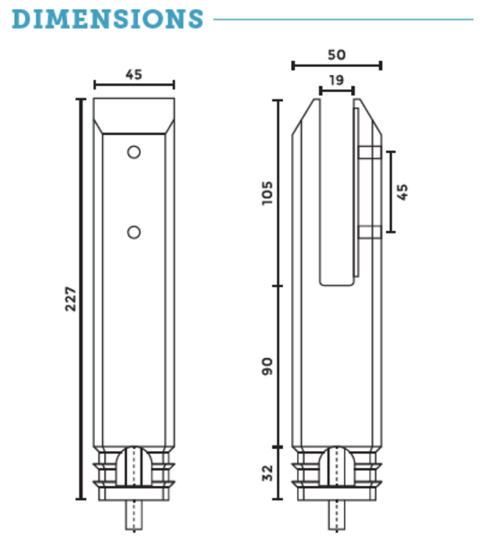 Standard Core Drill Spigot with Stainless Steel Rod for extra anchoring.