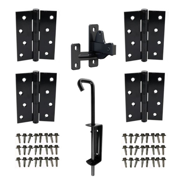 Double Gate Standard fittings set - with Butt Hinges, D-Latch, Drop Bolt and Tek screws.