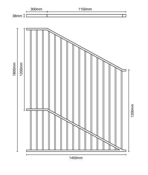 Details of 1.8m high Raked Aluminium Pool Fence Retaining Wall Panel - 1800mm High - Slopes to 1200mm high x 1450mm wide