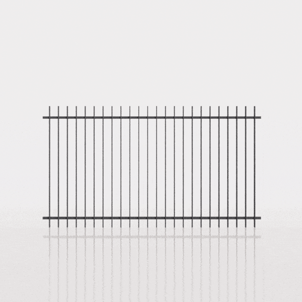 Designer Slat-Fence Designer Blade Pool Fence Panel showing a complete 360 degree view.