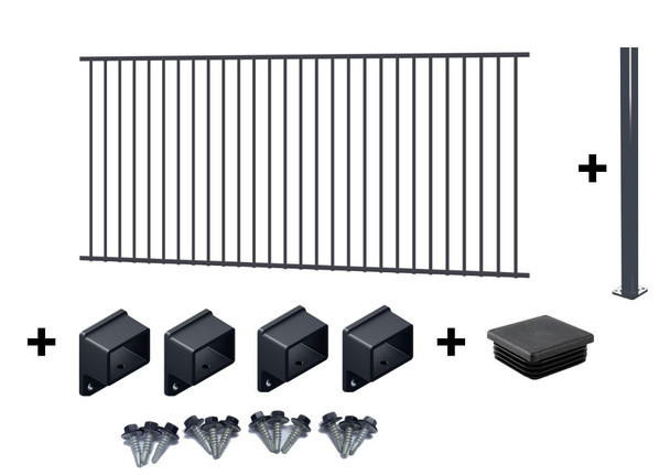 2.4m wide Easy-Buy pool fencing package Deal with base plated post and brackets in 10 Designer colours.