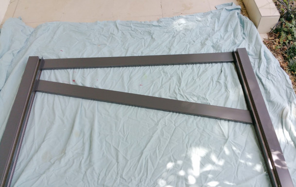Easy-Slat Gate-Maker Side Frame Kit STEP 1 - Attach the first slat level with the top of the gate frames with 1 screw only on each side. Make sure the slat is hard against the gate frame.
