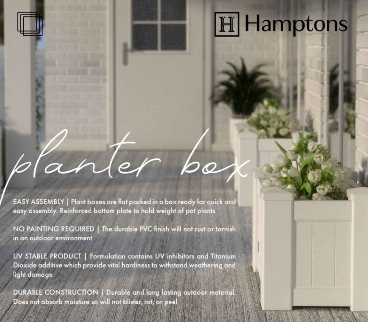 Hamptons PVC Premium Planter Boxes Fence Guru