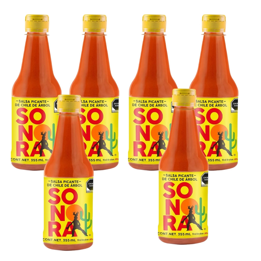 Salsa picante sonora chile de arbol (Pack of 6) Hot Sauce salsa mexicana 355ml 12oz mountain market