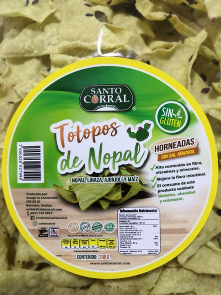 totopos chips de  de Nopal con chia y linaza santocorral, mexican products, mountainsmarket