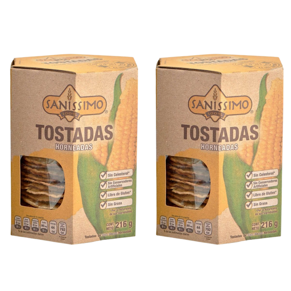 Tostadas horneadas de maiz  sanissimo galletas baked corn crackers latin products, mexican products mountain market, white corn