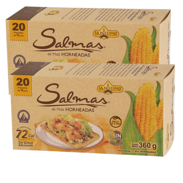 Salmas horneadas de maiz  sanissimo galletas baked corn crackers snacks latin products, mexican products mountain market, white corn, low carb