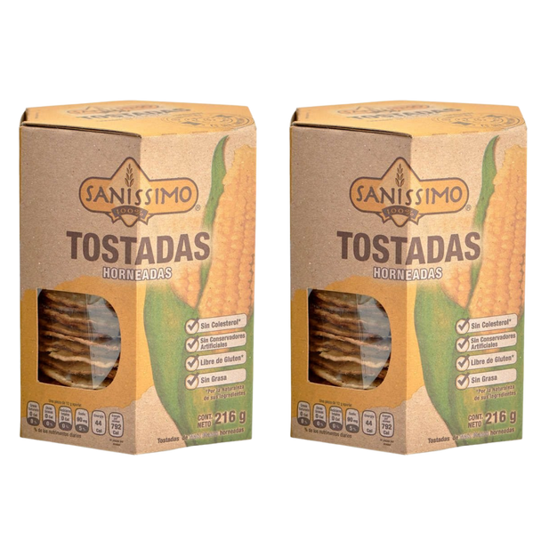 Tostadas horneadas de maiz  sanissimo galletas baked corn crackers latin products, mexican products mountain market, white corn