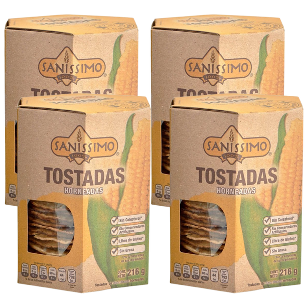 Tostadas horneadas de maiz  sanissimo galletas baked corn crackers latin products, mexican products mountain market, white corn