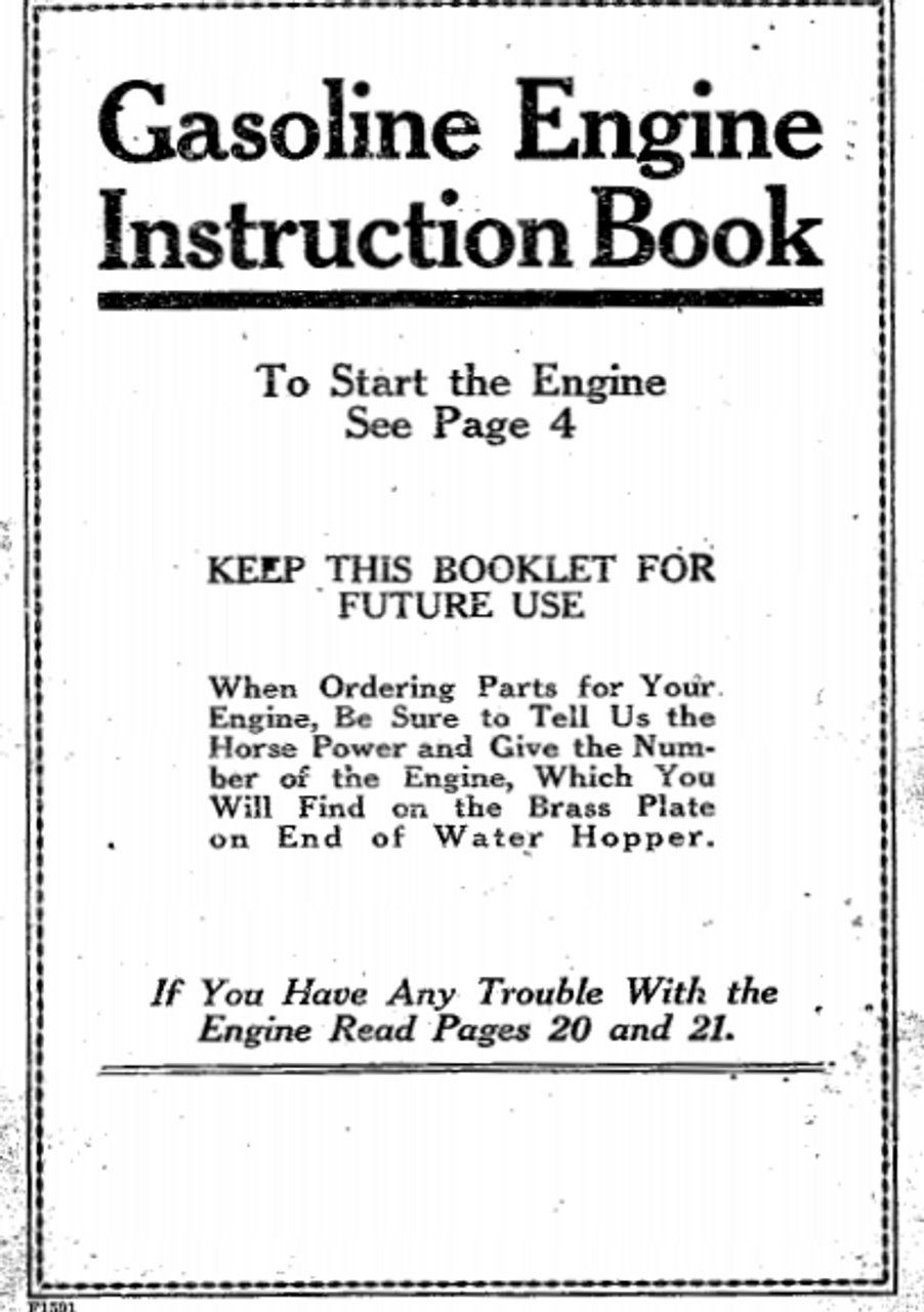 Book, Sparta Economy Gasoline Engine Instruction
