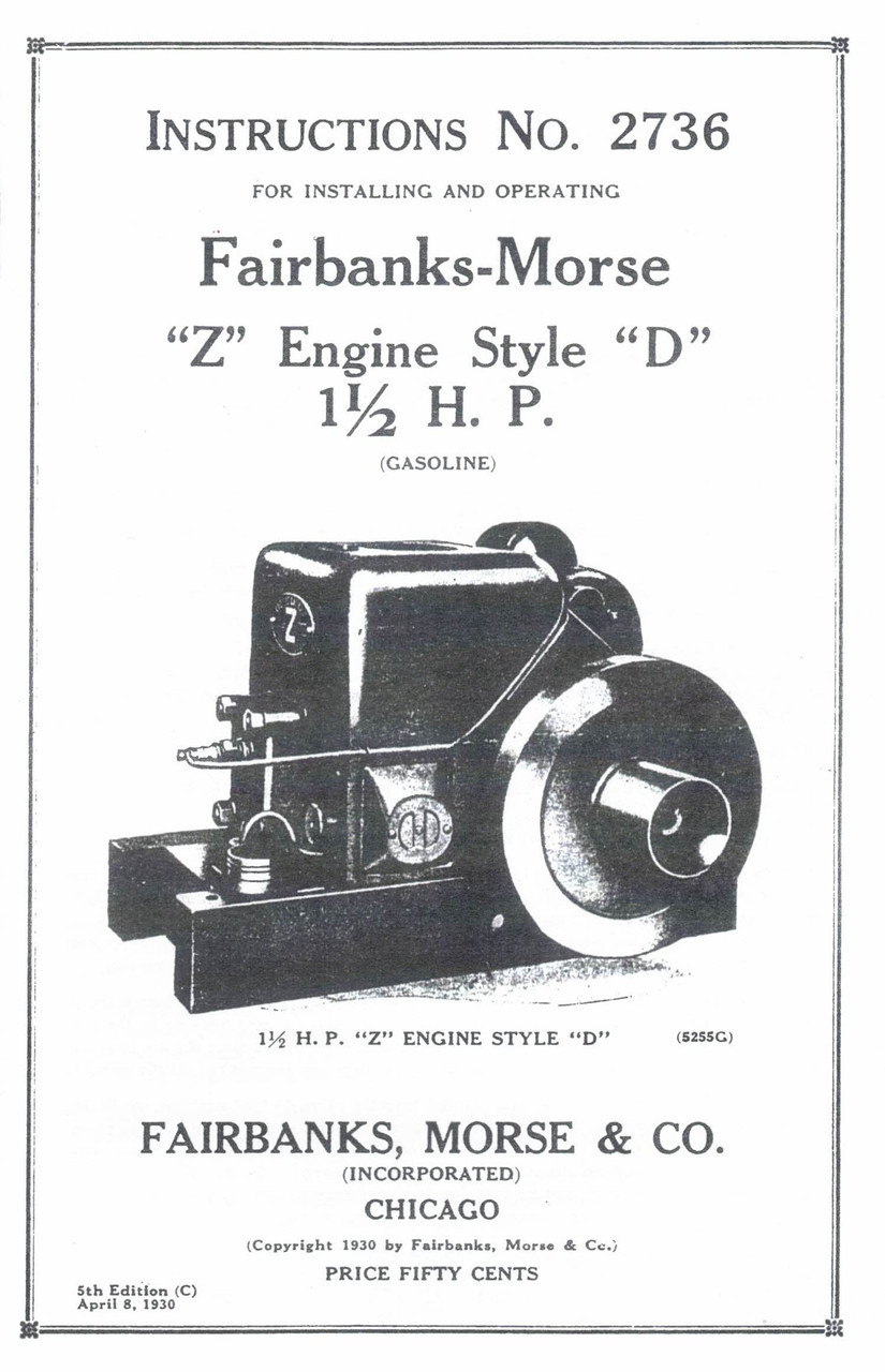 Book, Fairbanks ZD 1.5-2 hp 2736