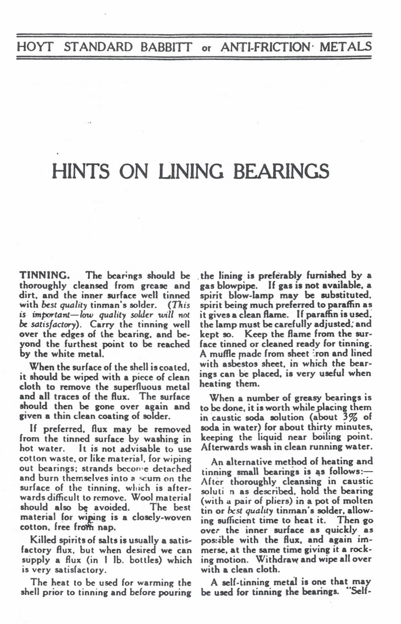 Book, Hints on Lining Babbit Bearings