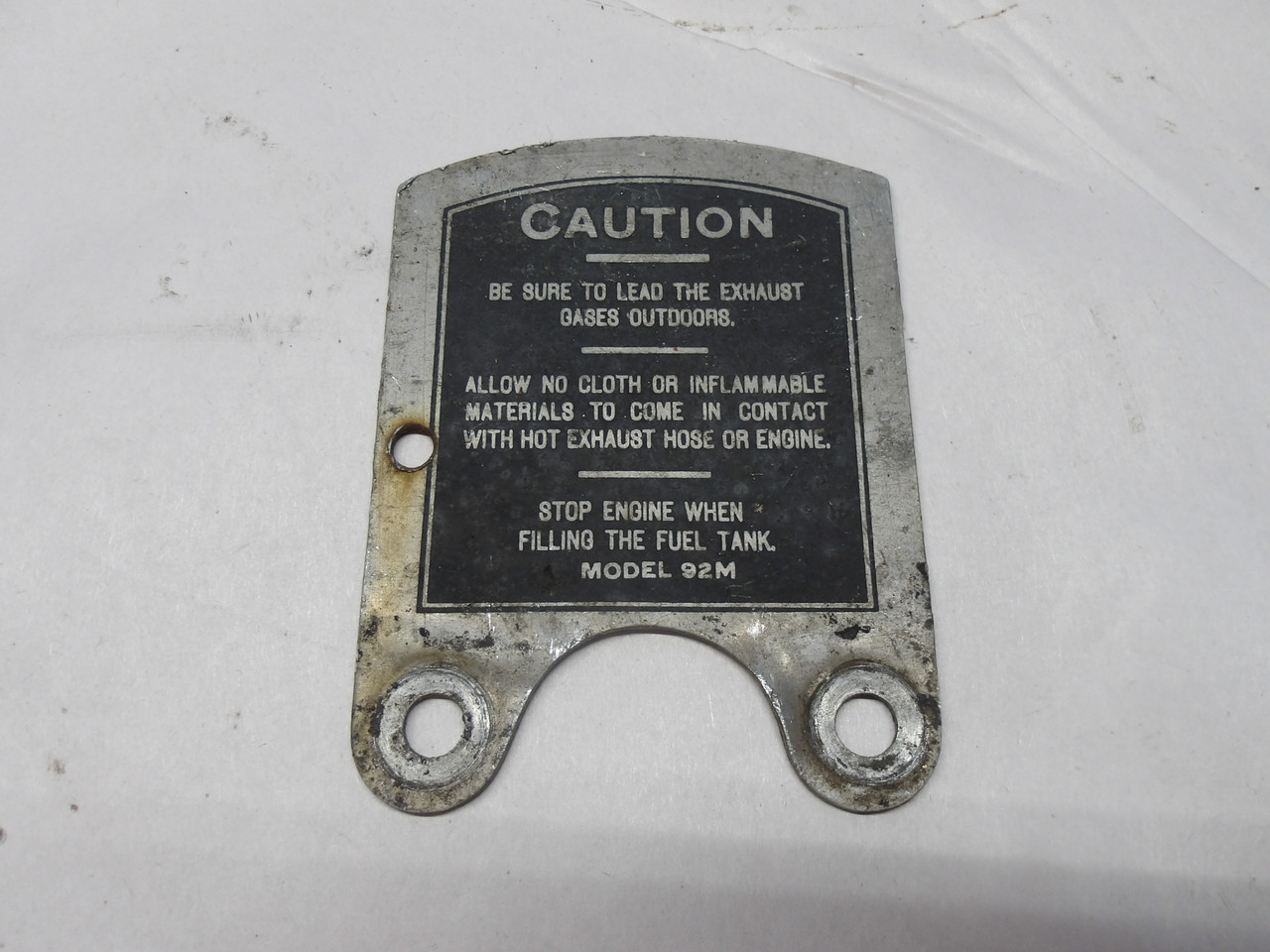 Maytag Caution Plate Model 92 #2