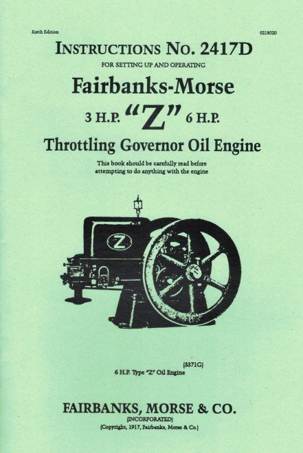 Book, Fairbanks 3 & 6 hp Oil 2417D