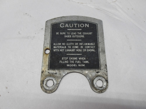 Maytag Caution Plate Model 92 #2