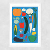 Thanksgiving Blue Narrow White Frame