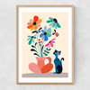 Cat and Daisy Narrow Oak Frame