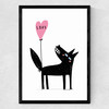 Wolf Balloon Love Medium Black Frame