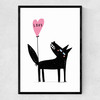 Wolf Balloon Love Narrow Black Frame