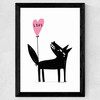 Wolf Balloon Love Wide Black Frame
