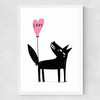 Wolf Balloon Love Medium White Frame