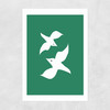 Love Birds In Green Unframed Print