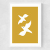 Love Birds In Mustard Medium White Frame