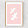 Love Birds In Pink Narrow Oak Frame