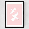 Love Birds In Pink Medium Black Frame